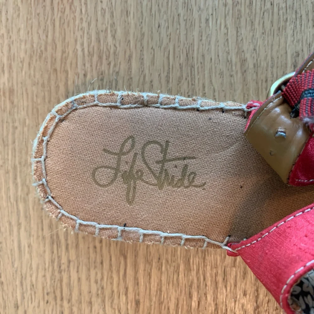 Life Stride Espadrille Shoe Red Slingback Bow‎ Women’s 8 1/2 Preloved
